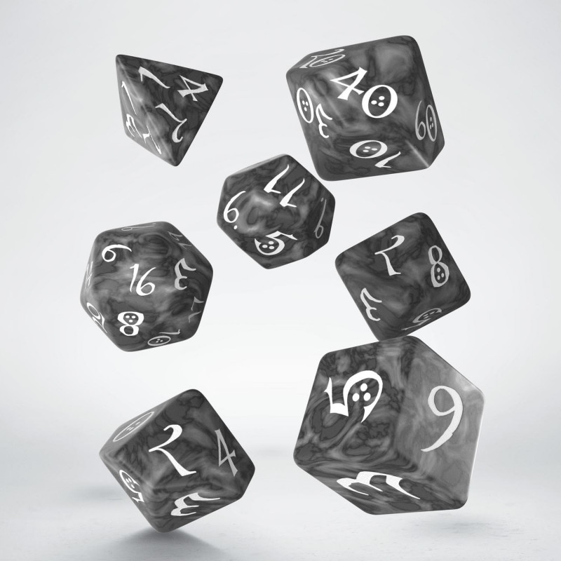 Q Workshop | Smoky & White | Classic RPG Dice Set