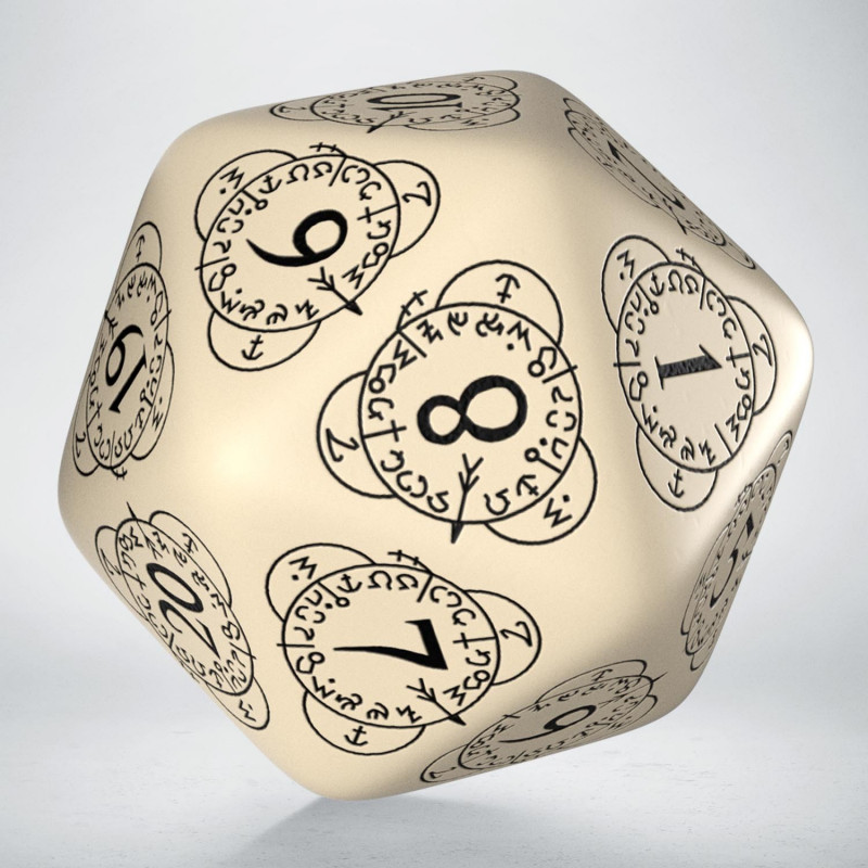 Q Workshop | Beige & Black | D20 Level Counter Die
