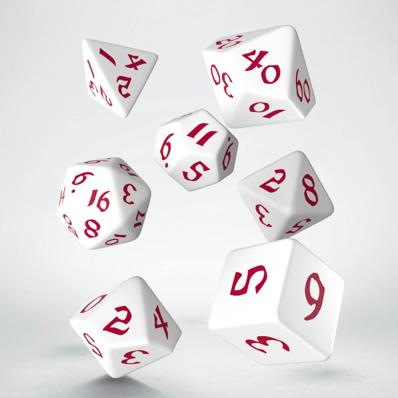 Q Workshop | White & Red | Classic Runic Dice Set