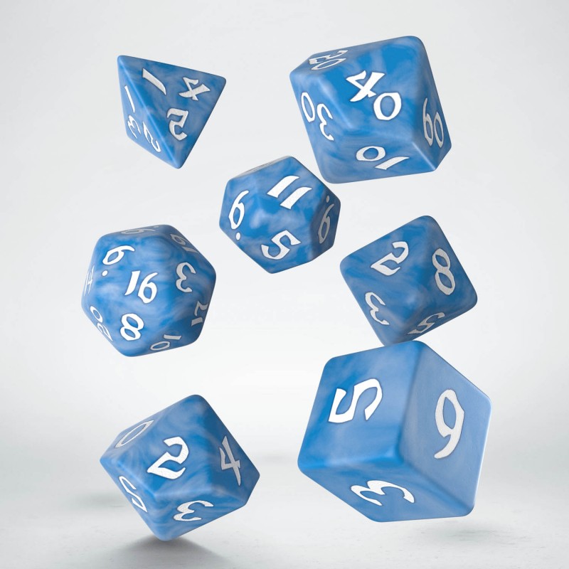 Q Workshop | Glacier & White | Classic Runic Dice Set