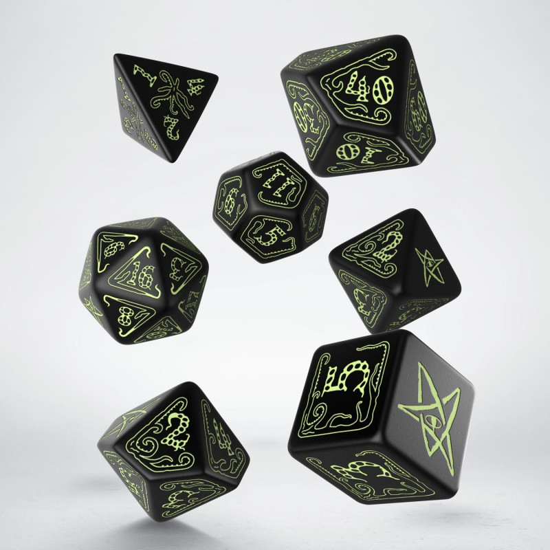 Q Workshop | Black & Glow-In-The-Dark | Call Of Cthulhu Dice Set