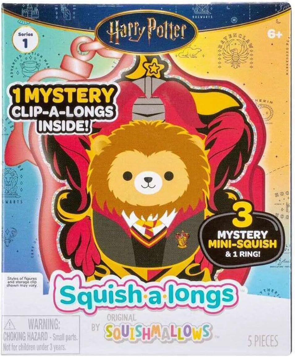 Jazwares | Squish-a-Longs Mystery Harry Potter Schlüsselanhänger-Clips | 12er Pack Thekendisplay