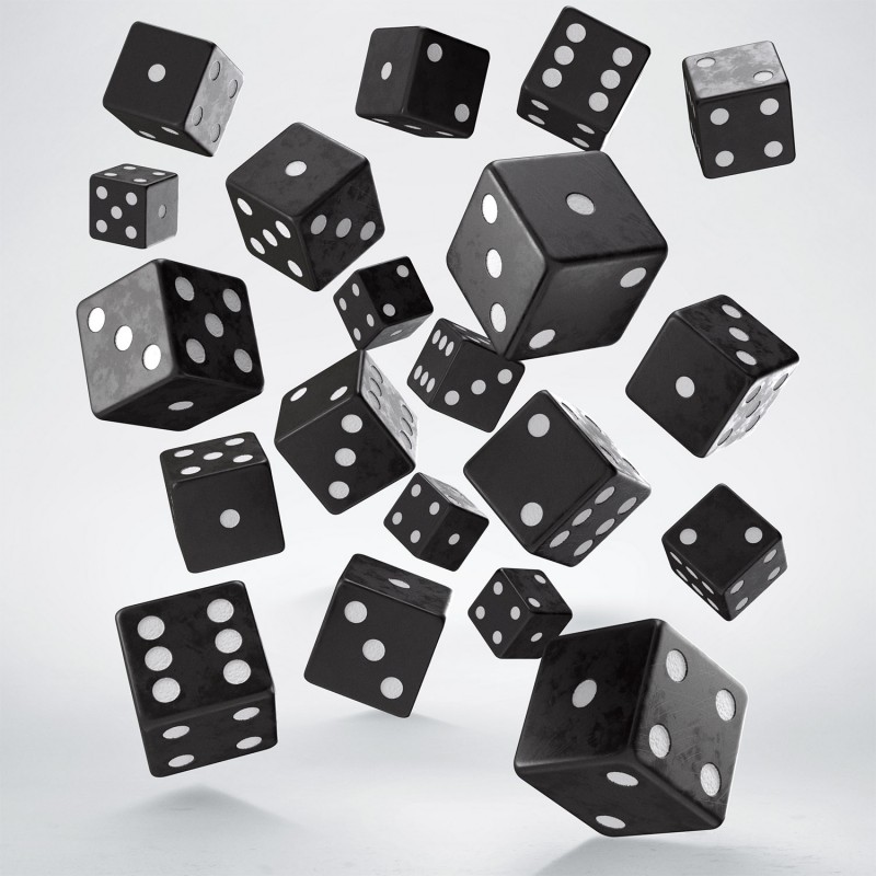 Q Workshop | Black & White | Full Pack of D6s