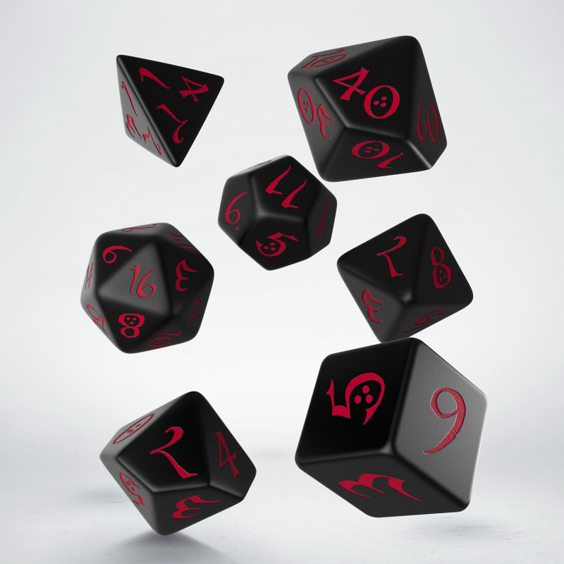 Q Workshop | Black & Red | Classic RPG Dice Set