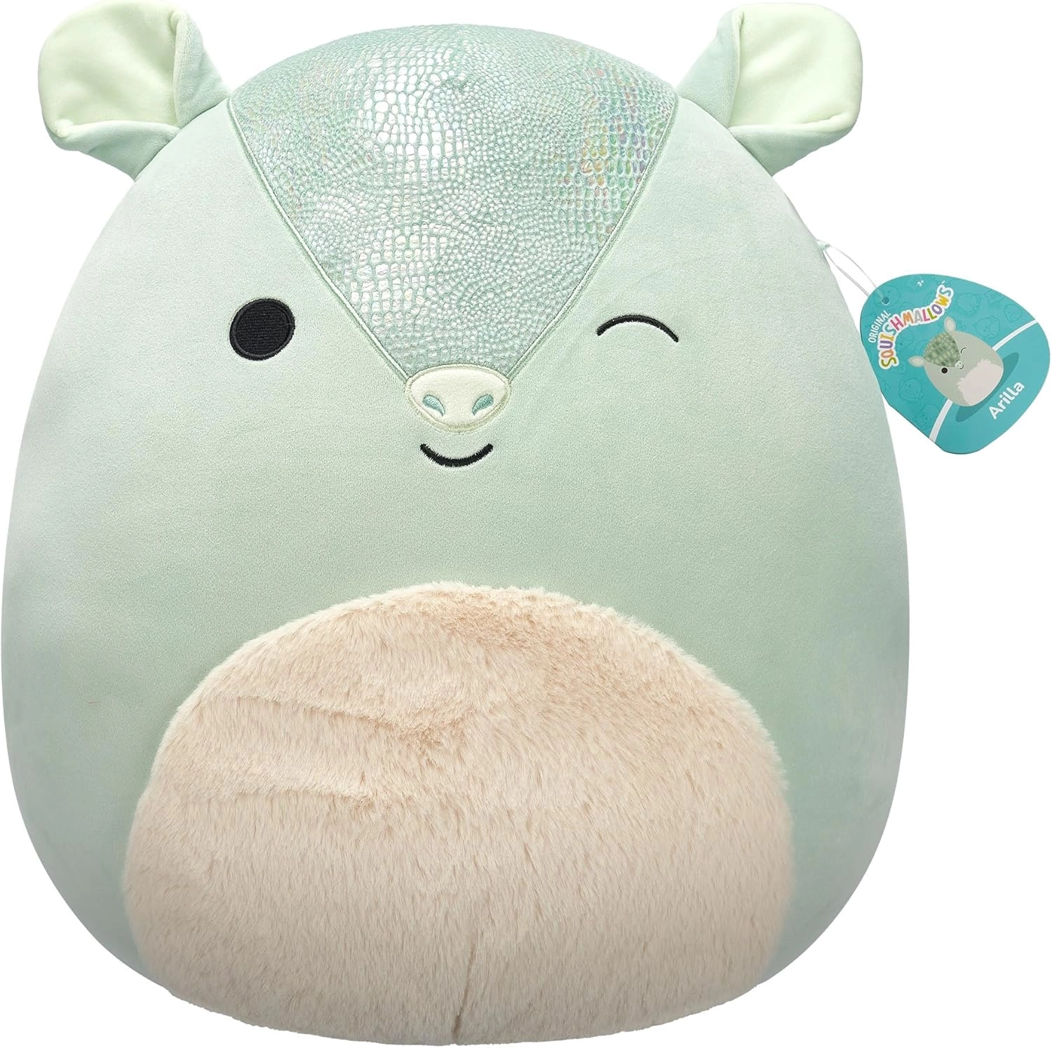Jazwares | Squishmallows Arilla Winking Green Armadillo with Fuzzy Belly | 40cm Large Plush