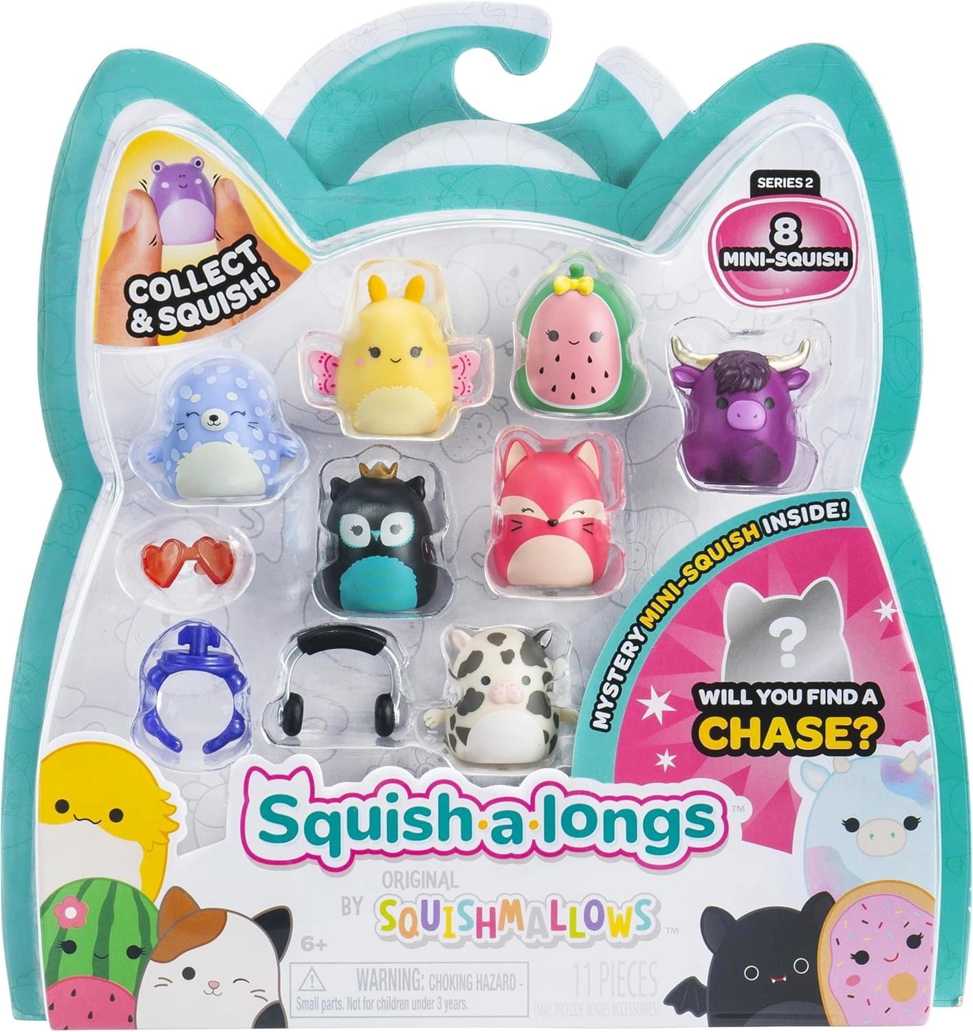 Jazwares | Squish-a-Longs Mini-Squish & Zubehör Wave 2 | Mini-Squish 8er-Pack Style 4