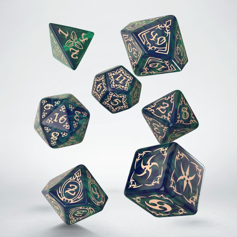 Q Workshop | Blue-Green & Beige | Tribal Dice Set
