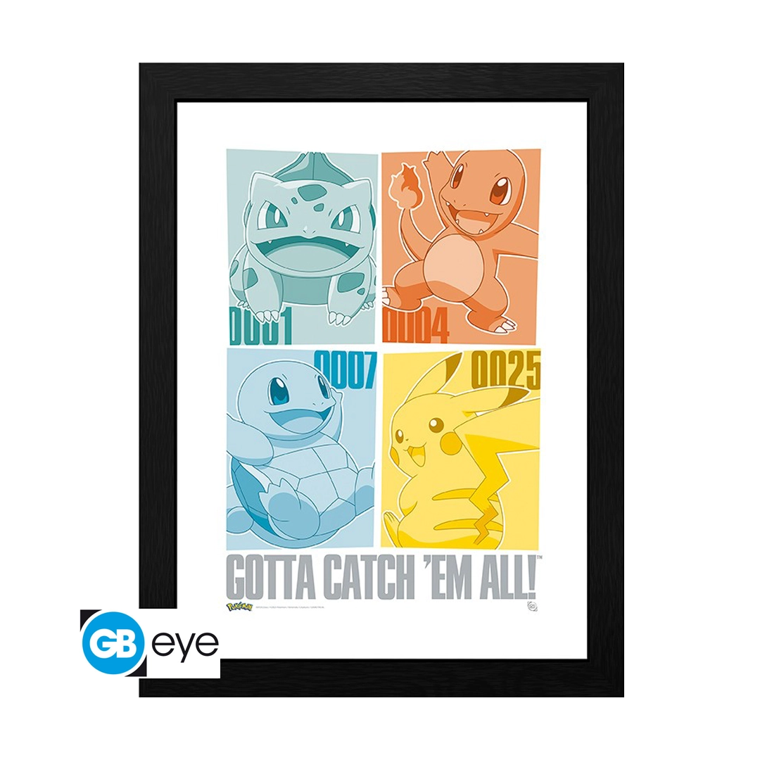 Abysse: Pokémon Pikachu & Kanto Starter - Gerahmtes Bild 30x40 cm