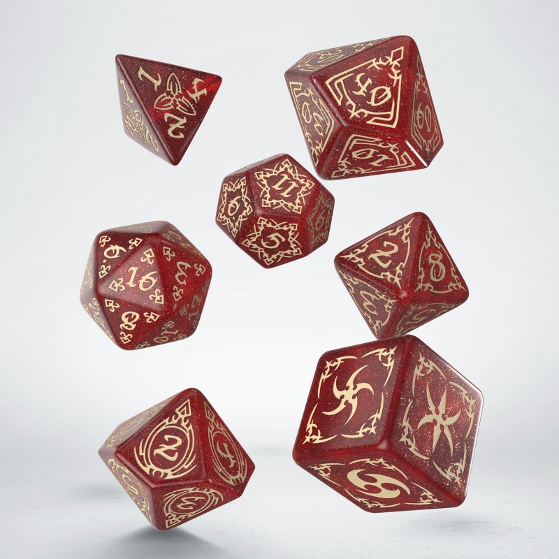 Q Workshop | Shimmering Red & Beige | Tribal Dice Set