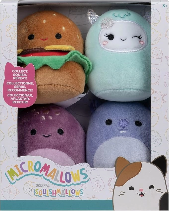 Jazwares | Squishmallows Micromallows: Carl, Yollie, Javari & Tudor | 4er Set Plush (6cm)