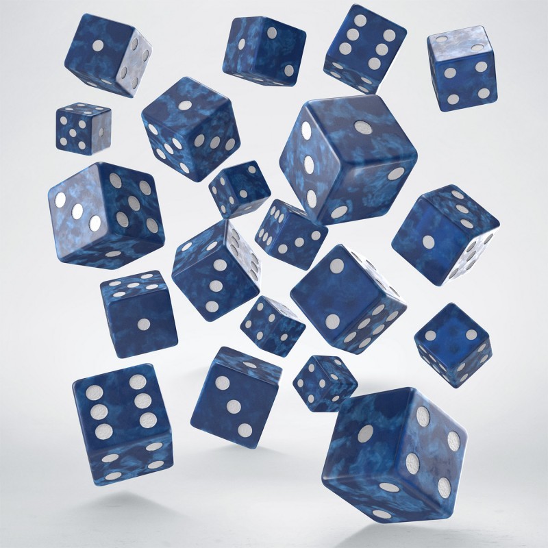 Q Workshop | Cobalt & White | Full Pack Of D6s