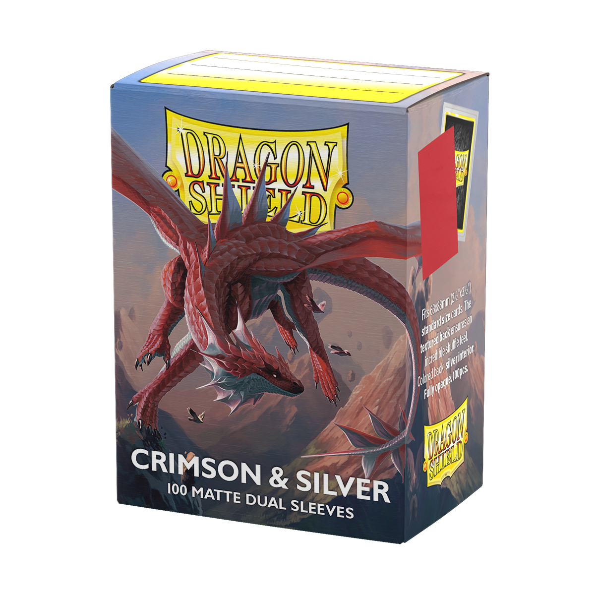 Dragon Shield | Crimson & Silver | Matte Dual Sleeves Standard Size