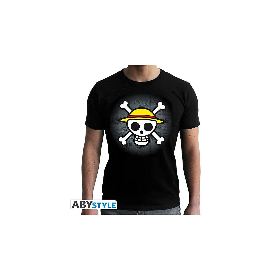 Abysse: One Piece - Slim Fit T-Shirt Herren (S) - Skull with Map