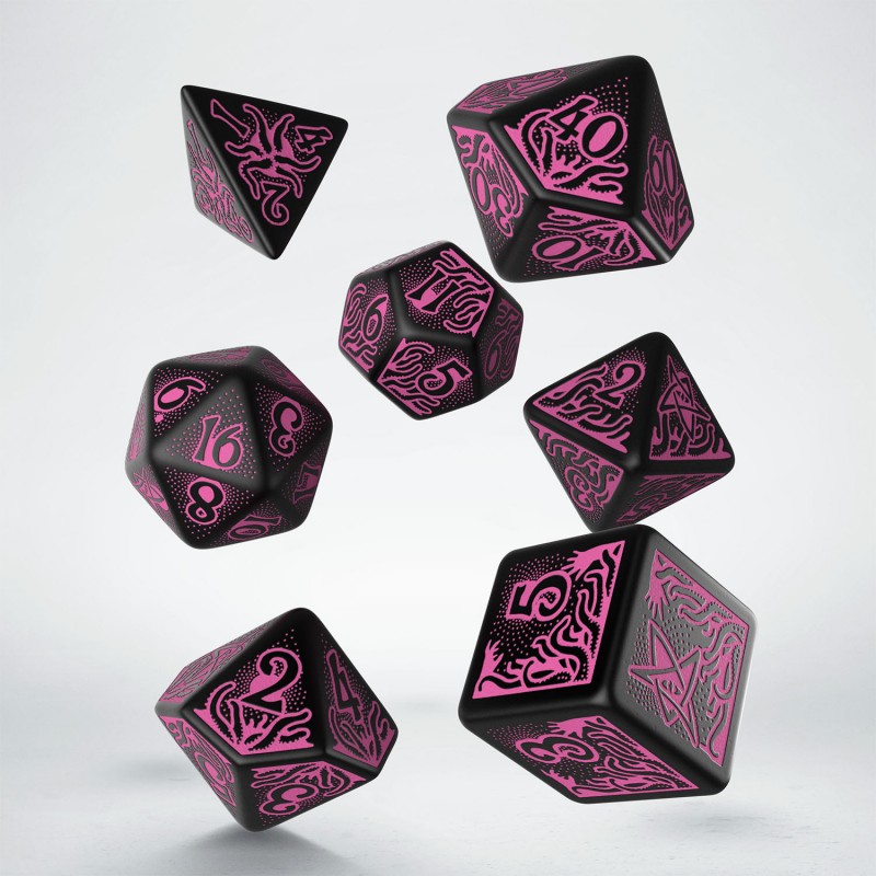 Q Workshop | Black & Magenta | Call Of Cthulhu 7th Edition Dice Set