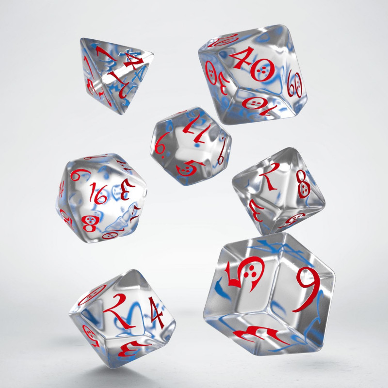 Q Workshop | Translucent & Blue-Red | Classic RPG Dice Set