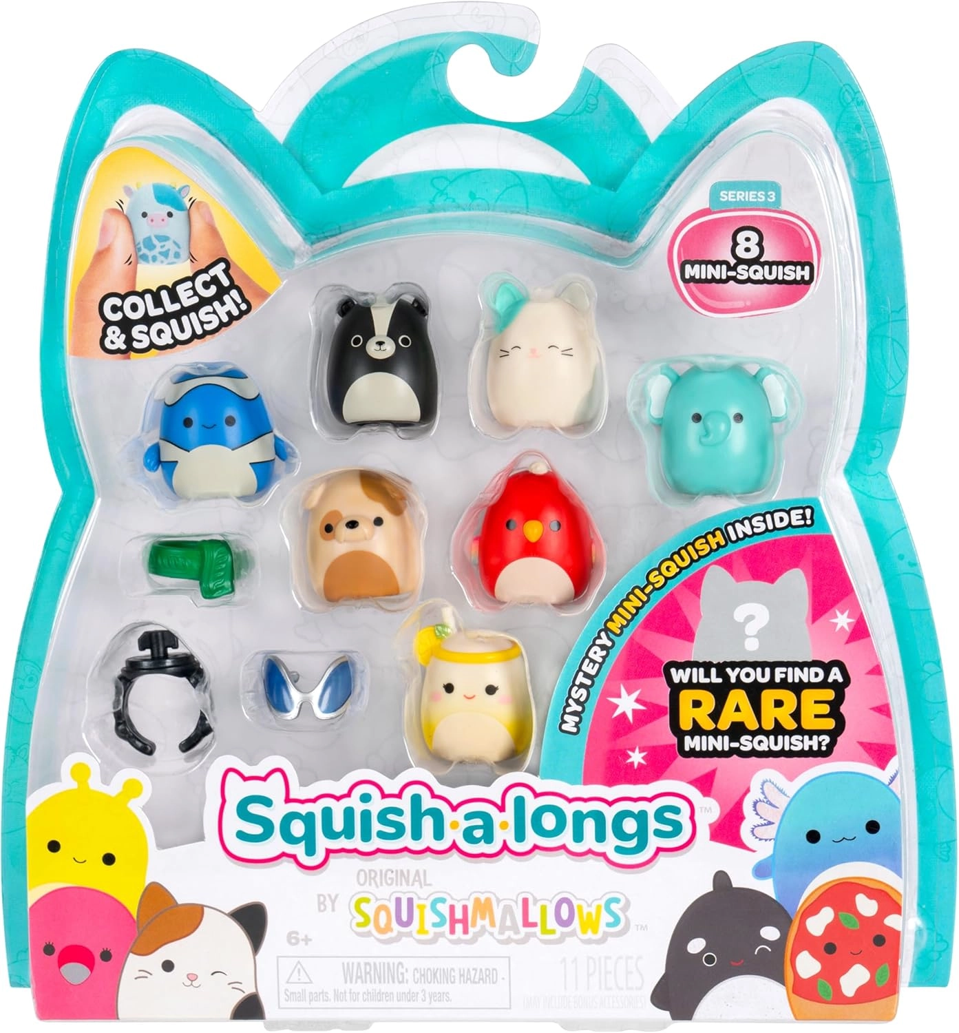 Jazwares | Squish-a-Longs Mini-Squish & Zubehör Wave 3 | Mini-Squish 8er-Pack Style 4