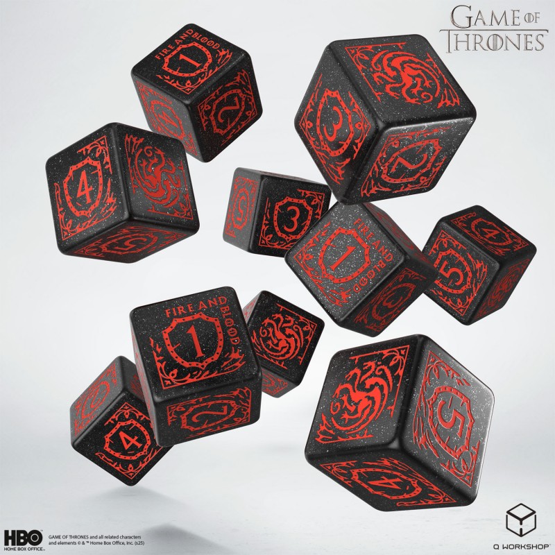 Q Workshop | Targaryen | Game Of Thrones 10xD6 Dice Set