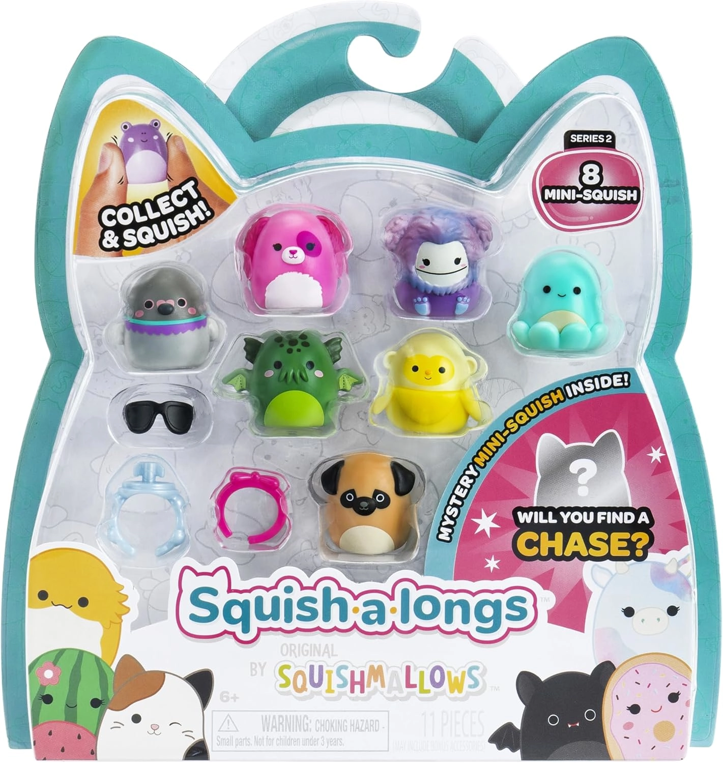 Jazwares | Squish-a-Longs Mini-Squish & Zubehör Wave 2 | Mini-Squish 8er-Pack Style 1