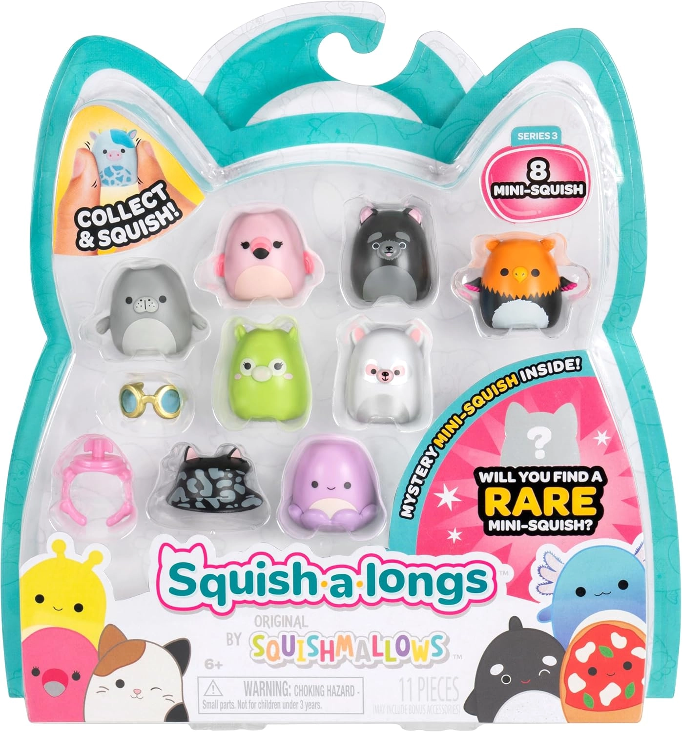 Jazwares | Squish-a-Longs Mini-Squish & Zubehör Wave 3 | Mini-Squish 8er-Pack Style 3