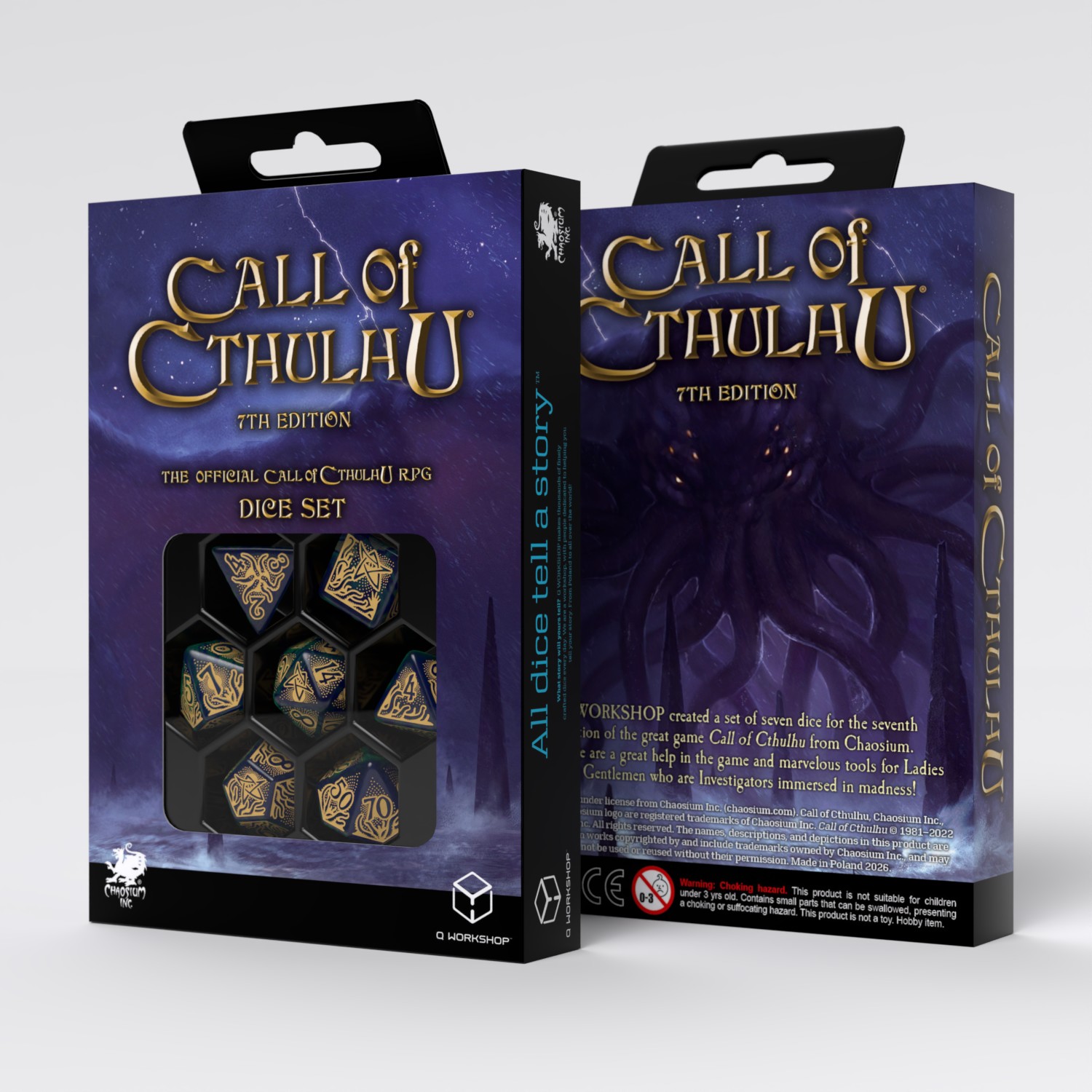 Q Workshop | Blue-Green & Gold | Call Of Cthulhu Dice Set