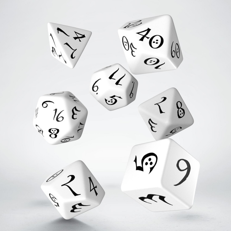 Q Workshop | White & Black | Classic RPG Dice Set
