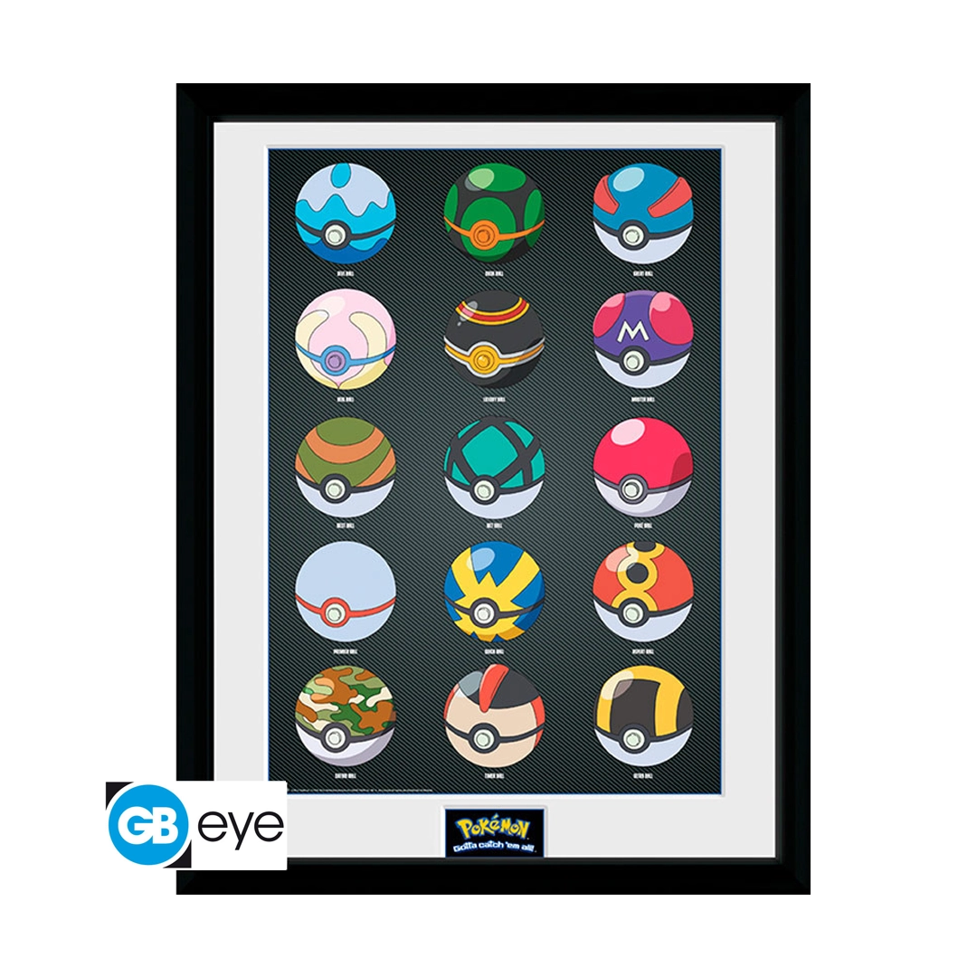 Abysse: Pokémon Pokébälle - Gerahmtes Bild (30x40 cm)