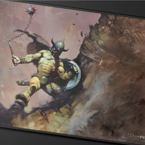 Ultra Pro - "Warrior with Ball and Chain" by Frank Frazetta Black Stiched Playmat
