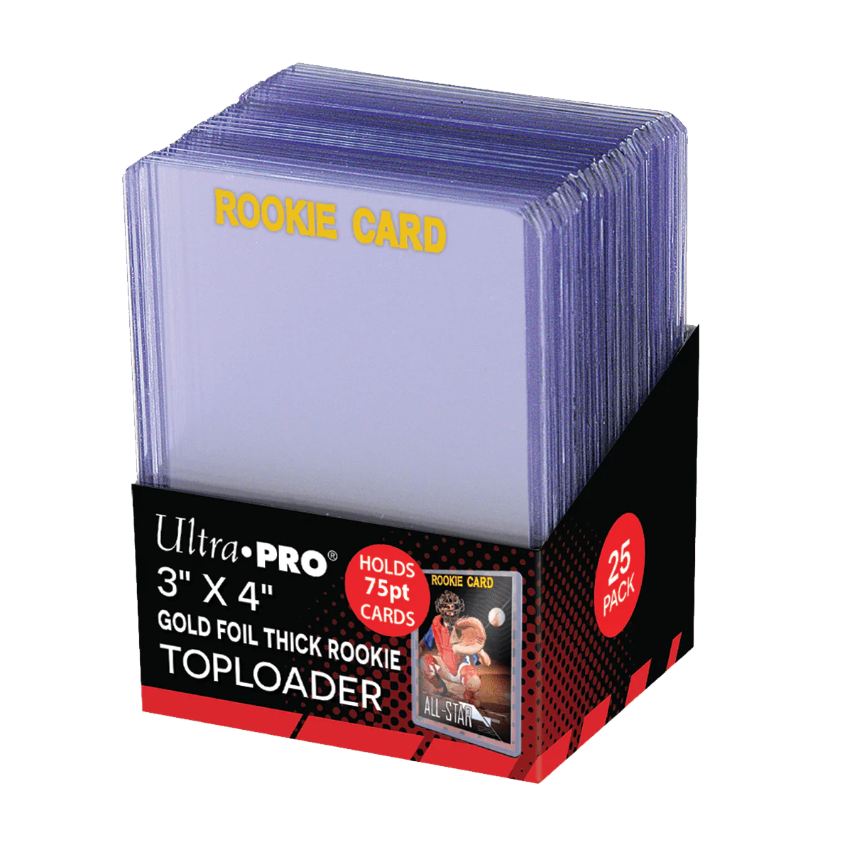 Ultra Pro | 3" x 4" Gold Foil Thick Rookie (75pt) | Toploader (25ct)