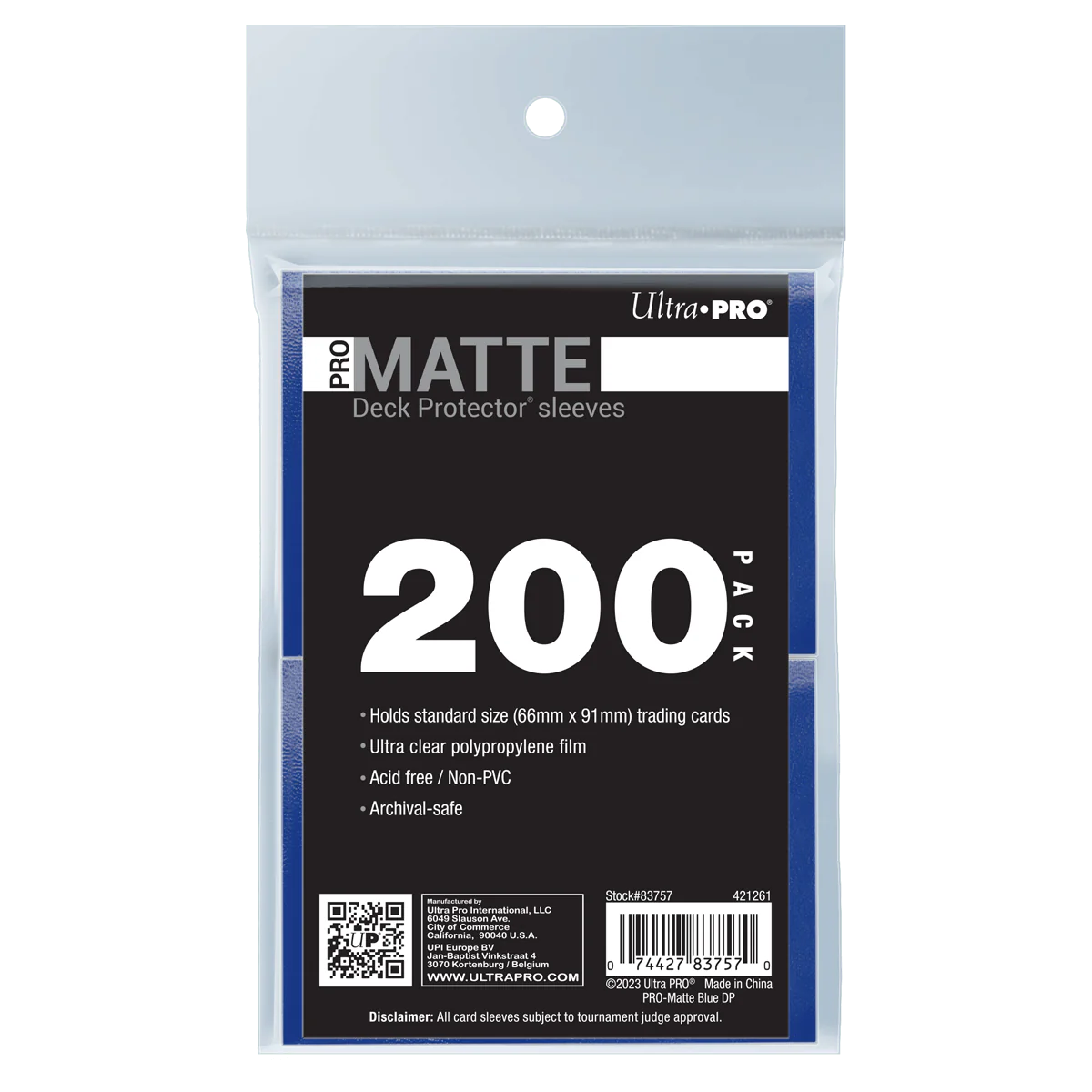 Ultra Pro - PRO-Matte Standard Deck Protector Sleeves Bundle (200ct) - Blue