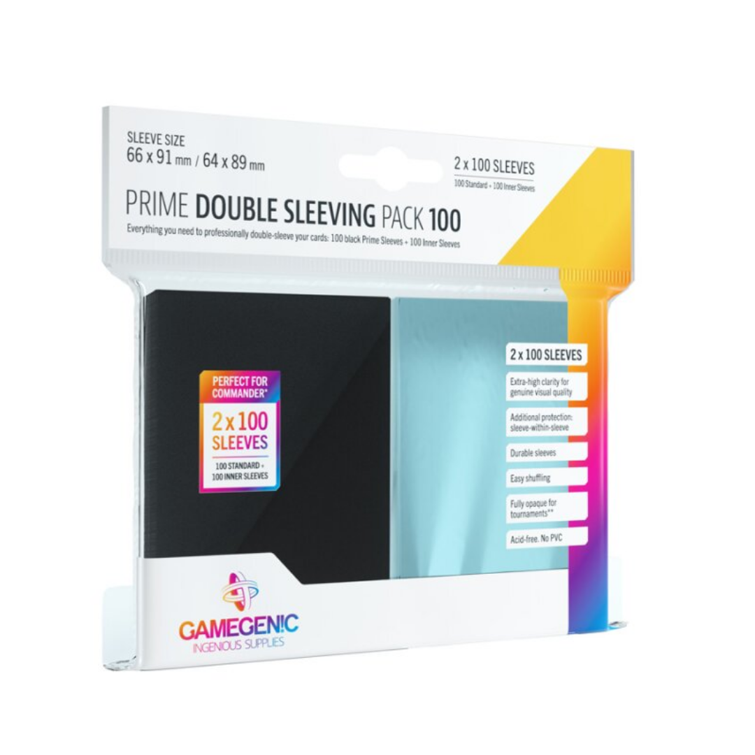 Gamegenic | Black and Clear | Prime Double Sleeving Pack 100 (200 Stk.)