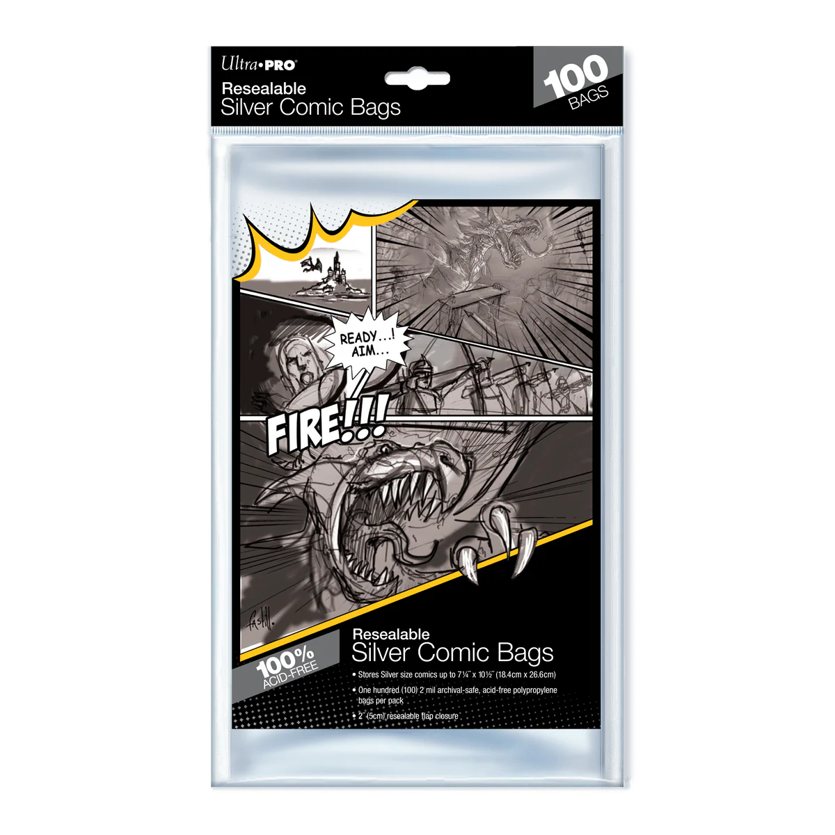Ultra Pro: Silver Size 7-1/4" X 10-1/2" - Resealable Comic Bags