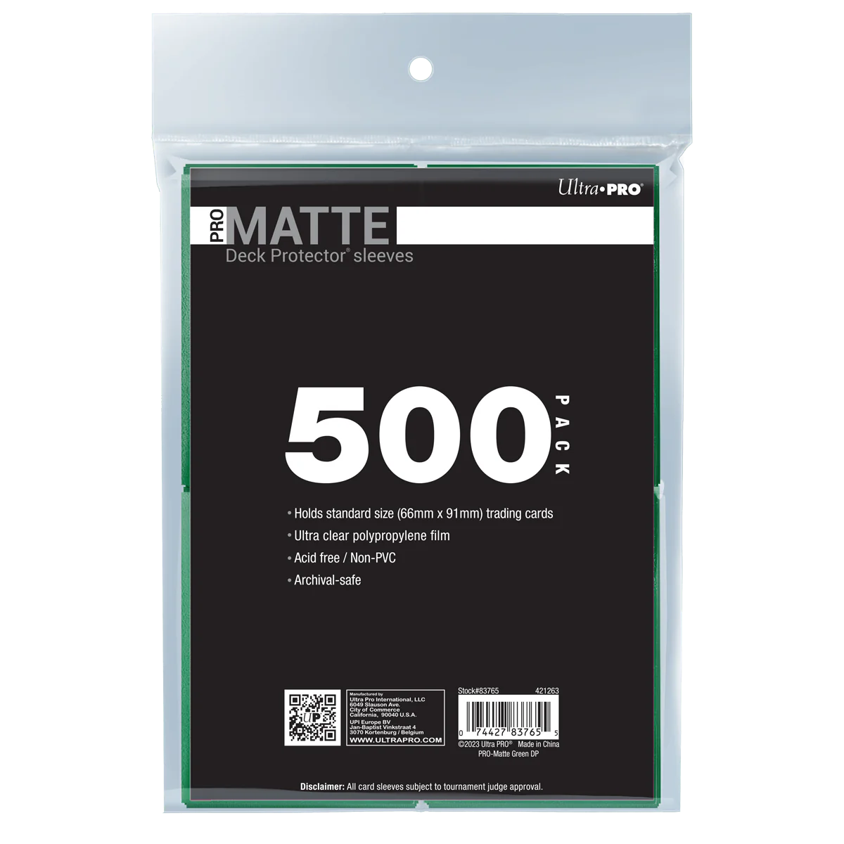 Ultra Pro - PRO-Matt Standard Deck Protector Sleeves Bundle (500ct) Green