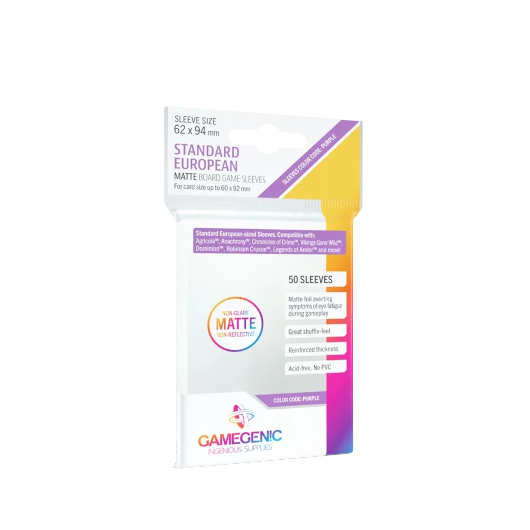 Gamegenic | Matte Board Game Sleeves | Purple 62x94mm (50pc)