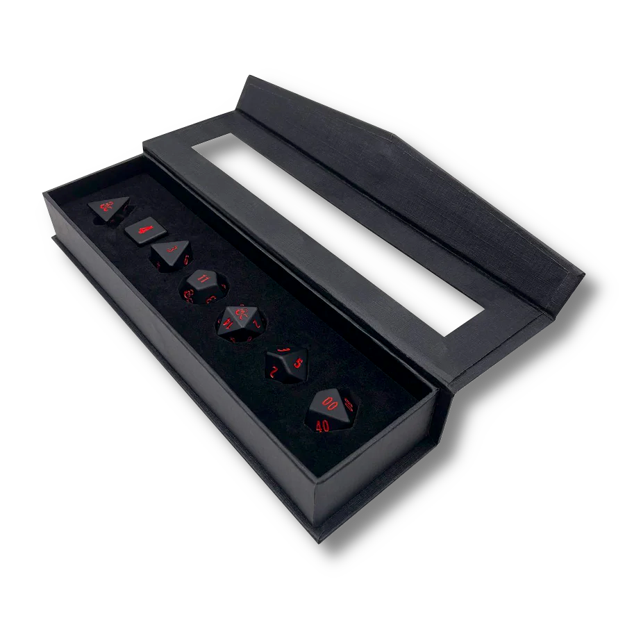 Ultra Pro: Heavy Metal Black and Red 7 RPG Dice Set - for Dungeons & Dragons